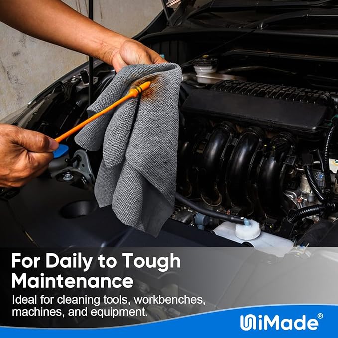 Microfiber Cleaning Cloth, 10 Pack Reusable Microfiber Towels for Cars Lint Free Cleaning Shop Towel Rags for Home Kitchen Automotive Bar Mechanic Restaurant Garage, 11.5"x 11.5", Grey