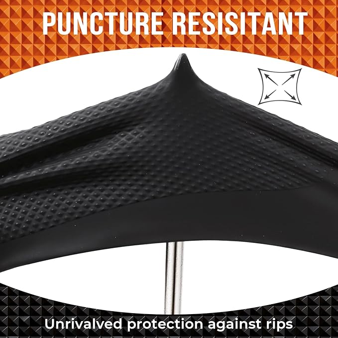 10 Mil Diamond Textured Nitrile Gloves, Heavy Duty Disposable, Extra Thick, Latex & Powder Free, Chemical and Puncture Resistant, Ideal for Auto Repair, Cleaning, Painting, X-Large