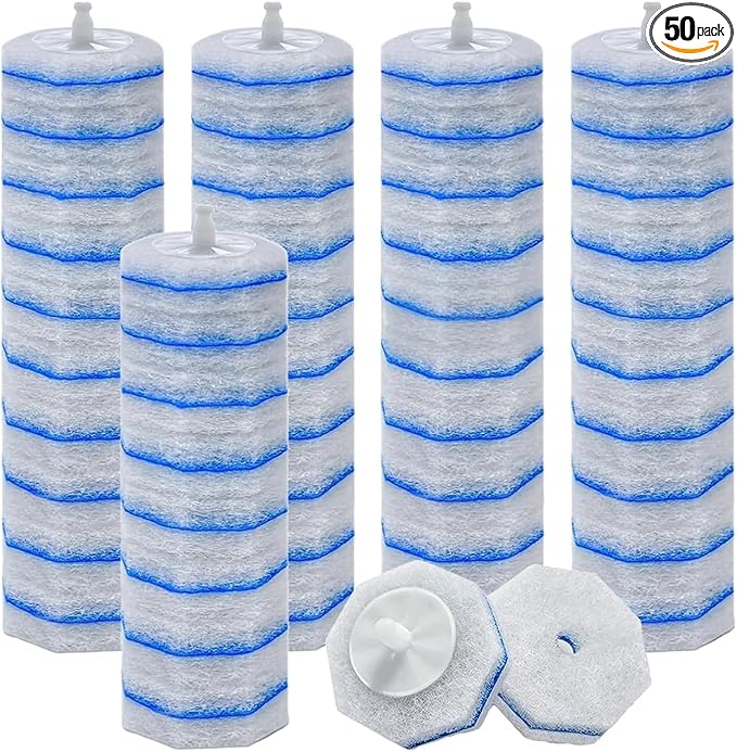 Disposable toilet brush head refill, with blue cleaner, 50 pcs
