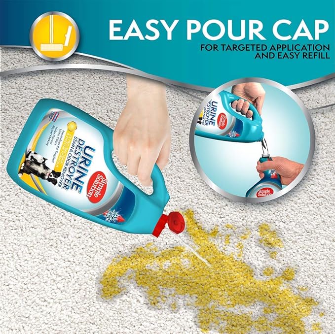Simple Solution Urine Destroyer, Enzymatic Cleaner and Urine Odor Eliminator, Pet Stain Remover, Dog Pee Stain Destroyer, Cat Urine Neutralizer, Carpet Cleaner, Rug Deodorizer, Spot Cleaner, 1 Gallon