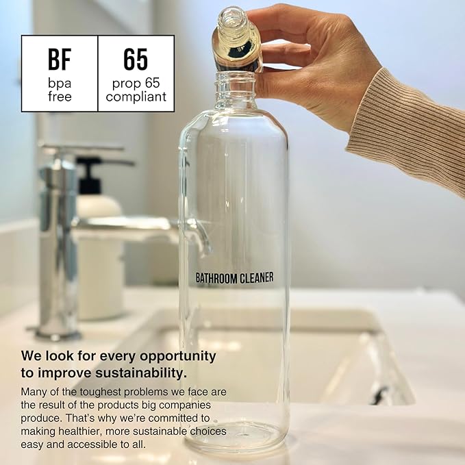 Public Goods Bathroom Cleaner Refill | Refill Concentrate for Toilets, Tile, Showers, Sinks | Cruelty Free, Vegan Friendly | Scented with Lemon Rosemary Essential Oils | 3 Pack - 24 Oz Diluted