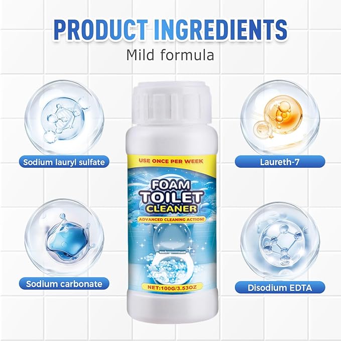 Foam Toilet Cleaner, 2025 Upgrade Toilet Bowl Cleaner, Advanced Bathroom Cleaner for Home, Non-Toxic Toilets Cleaning Powder with Families (1)