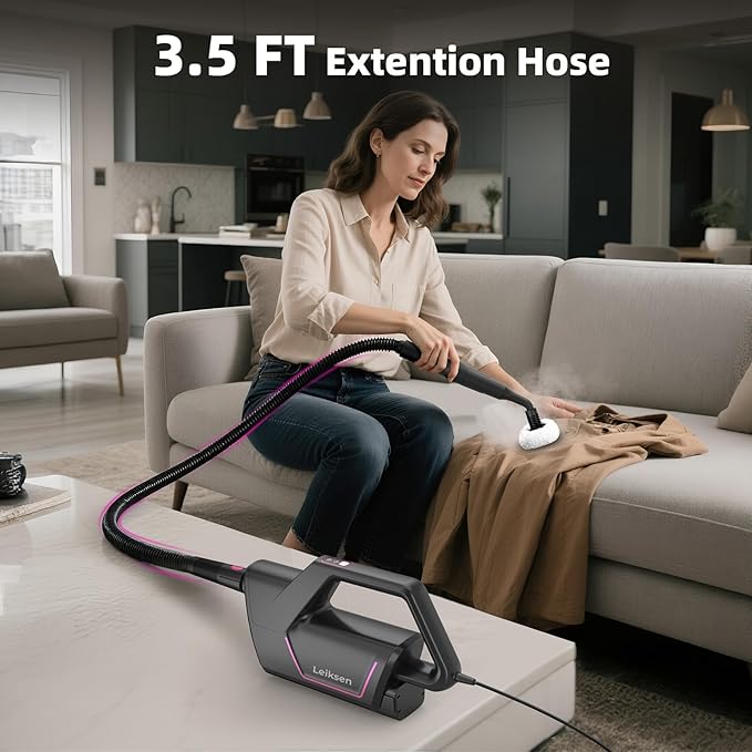 Steam Mop, 12-in-1 Powerful Handheld Steam Cleaner, 260°F Floor Steamer, 440ml Large Tank, 23FT Power Cord, Flexible Hose, 3-Level Control, Multi-Purpose for Hardwood, Tile, Grout, Windows