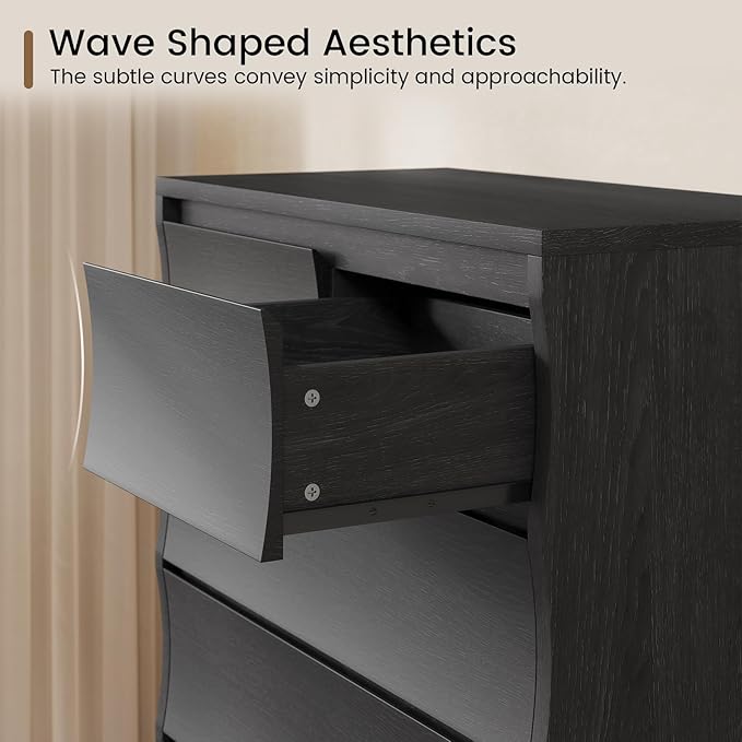 SUCSSRICH Black Tall Dresser for Bedroom, 61.1" Tall Dresser with 8 Drawers, Wood Dressers & Chests of Drawers, Accent Upright Drawer Organizers for Closet, Hallway