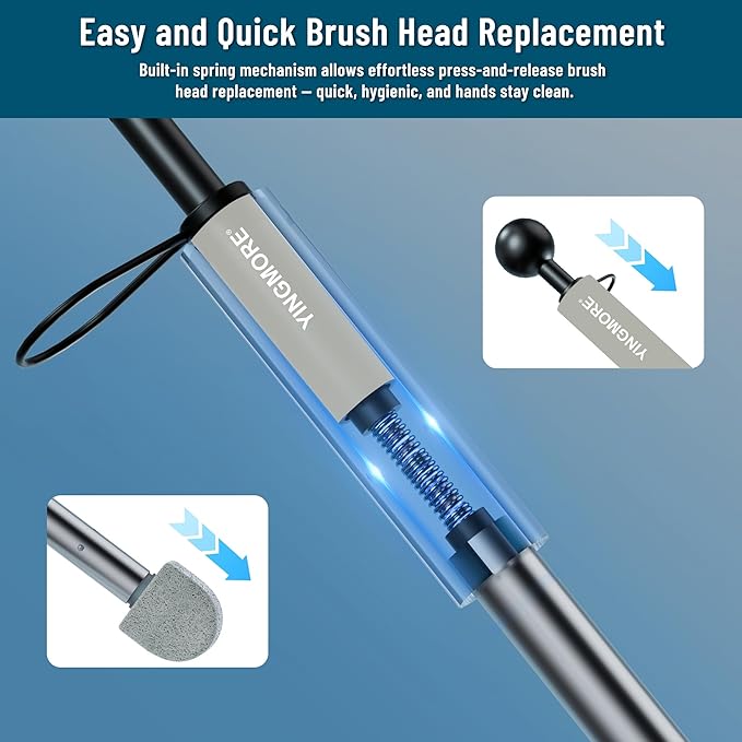 Pumice Stone Toilet Bowl Cleaner Toilet Deep Cleaning,Bathroom Cleaner Brush with Long Handle for Remove Hard Water Stains with Toilet Handle+ Pumice Stones (Grey)