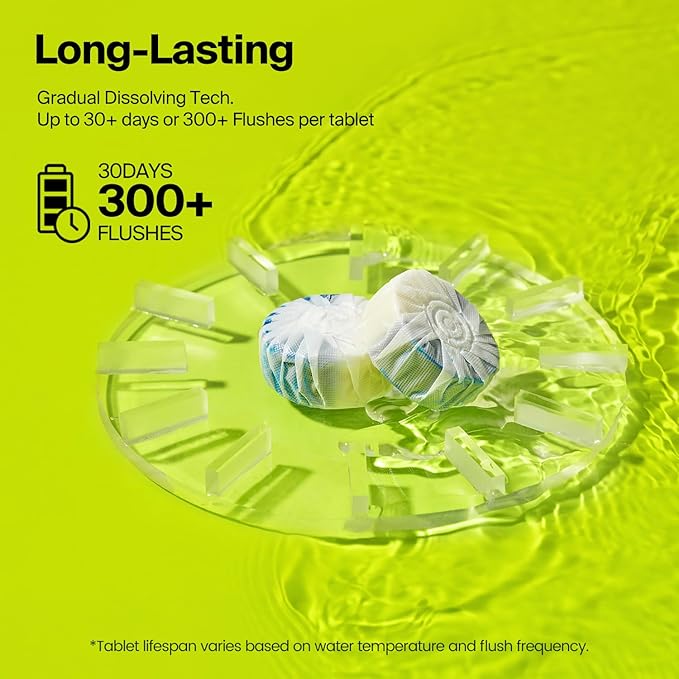 Auto Toilet Bowl Cleaner Tablets, 21 Tabs, Automatic Long-Lasting Blue Toilet Tank Cleaner, Septic-Safe, Helps Reduce Hard Water Stains, Easy to Use