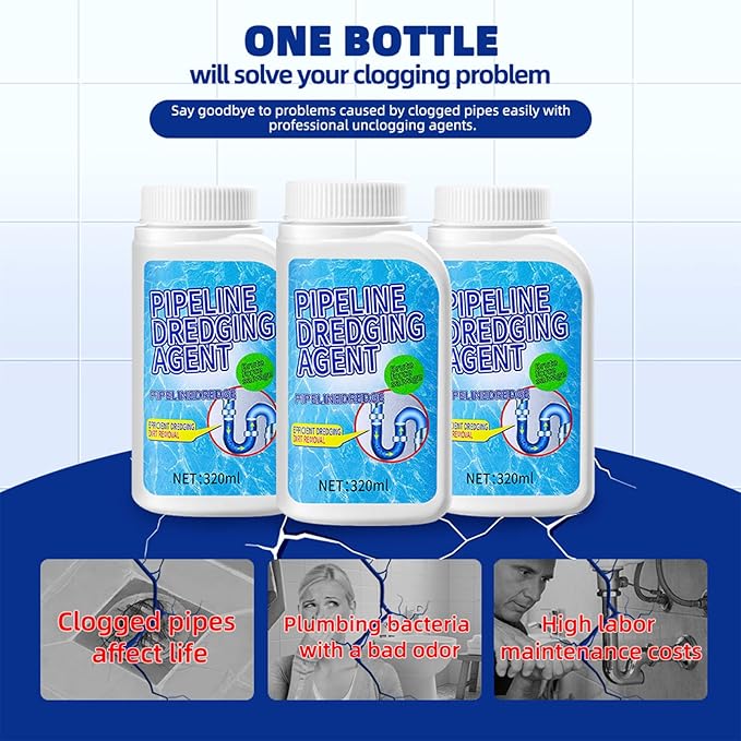 Liapu 3pcs Drain Clog Remover, Pipeline Dredging Agent, Powerful Quick Cleaning Drain Toilet Cleaner Tool, Unclog Toilet Clog And Kitchen Sink Pipe Unblocker Powder