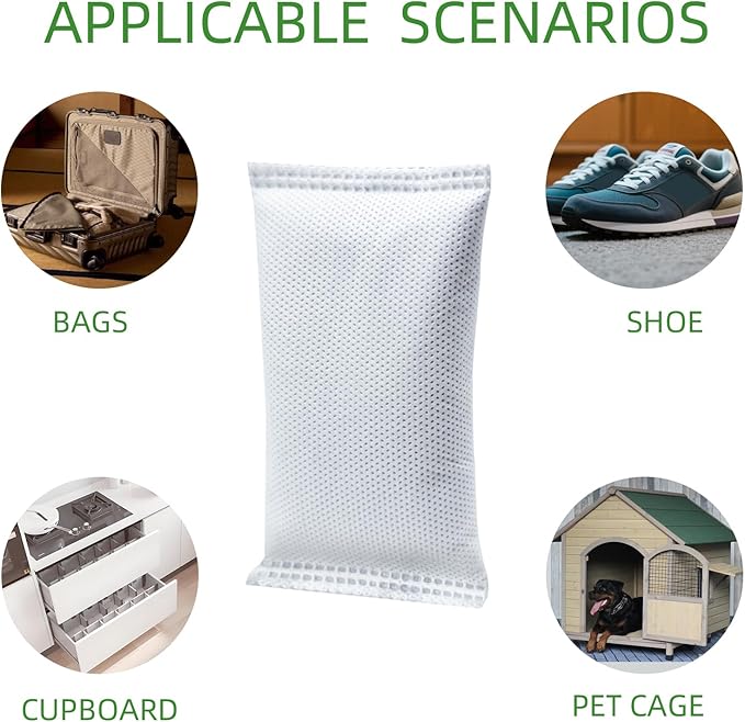 10 Pack Shoe Deodorizer,Activated Charcoal Odor Absorber,Reusable Odor Eliminator for Shoes,Gym Bags,Pet,50g/Pack