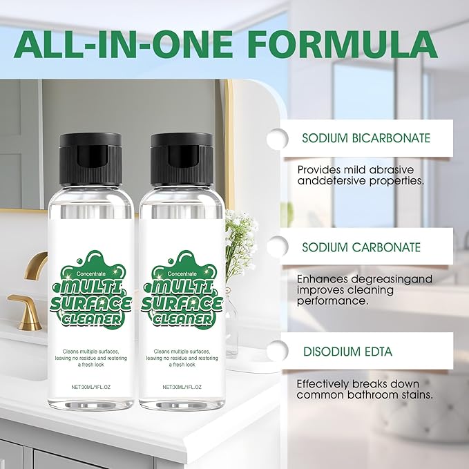 JAOJAO Bath Cleaner, Bathroom Tub Cleaner Powerful and Multifunctional Cleaning Gentle and Safe Formula Protecting Family Health Widely Applicable for Bathtub Shower Sink Kitchen, 30ml*2