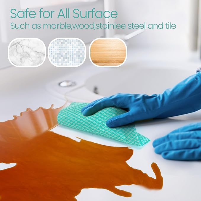 Tioncy 400 Pcs Disposable Cleaning Cloths Reusable Handy Wipes for Kitchen Multi-purpose Disposable Cleaning Towels and Dish Cloths Absorbent Cleaning Cloth Wipes for Kitchen and Home(Green)