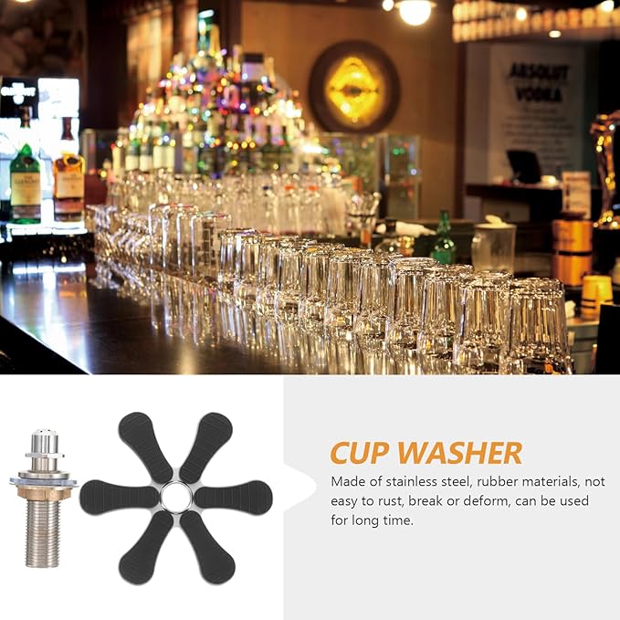 BESTOYARD Automatic Cup Washer for Sink Bar Glass Rinser Kitchen Mug Cleaner with Multi-Angle Spray Head and Easy Press Operation 4.52X4.52X3.14In