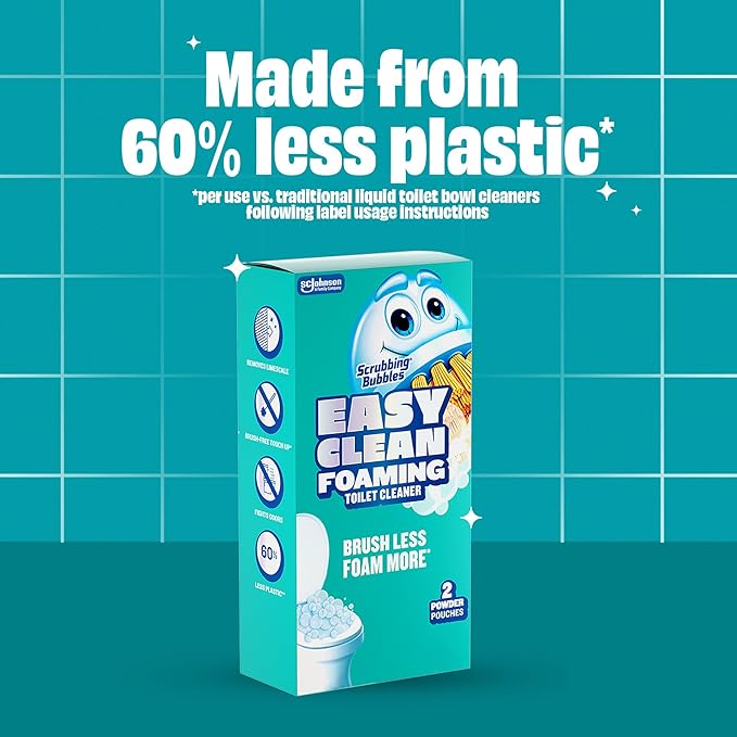 Scrubbing Bubbles Easy Clean Foaming Toilet Bowl Cleaner, Easy Drop In Powder Pouches, 100g (2 Pouches)
