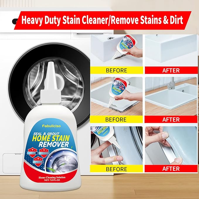 Home Stain Remover Gel – Stubborn Stain Cleaner No Harsh Scrubbing Required (Front Loader Washing Machine Seal Washing Machine Seals, Sinks & Tiles | No-Slip Formula | 5H Penetration)