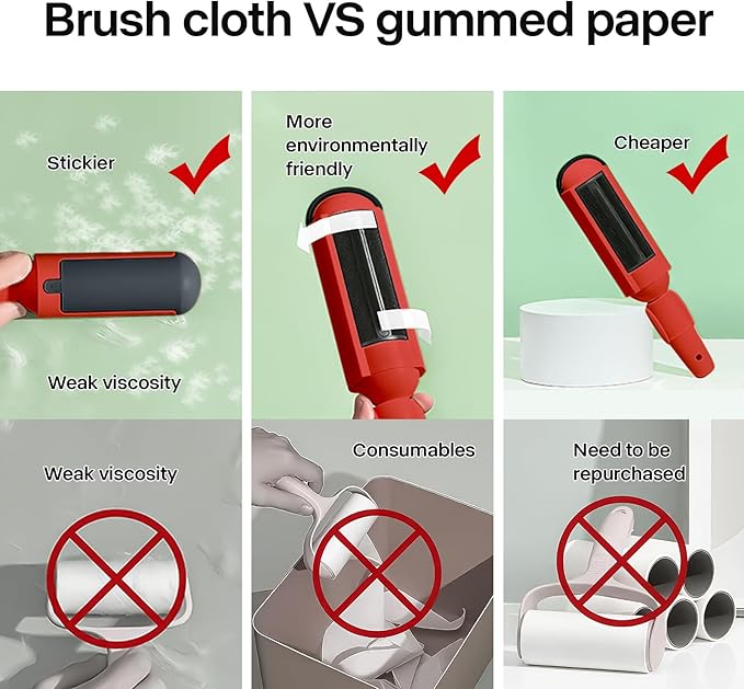 PAKEWAY 2 Pack Pet Hair Remover for Couch & Carpet, Reusable Lint Roller with Self-Cleaning Base, Dog & Cat Fur Remover, Portable Hair Removal Tool