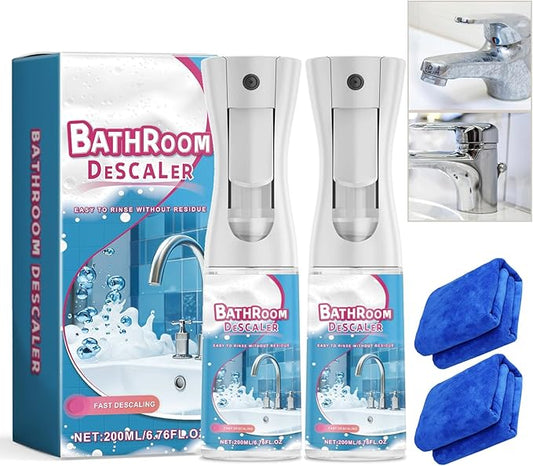 2025 New Bathroom Descaler Foam Cleaner, 6.76 Fl Oz Bathroom Descaler, Stubborn Stains Cleaner, All Purpose Rinse Cleaning Foams Spray for Toilet Bath Shower Glass Sink Cleane (2Pcs)