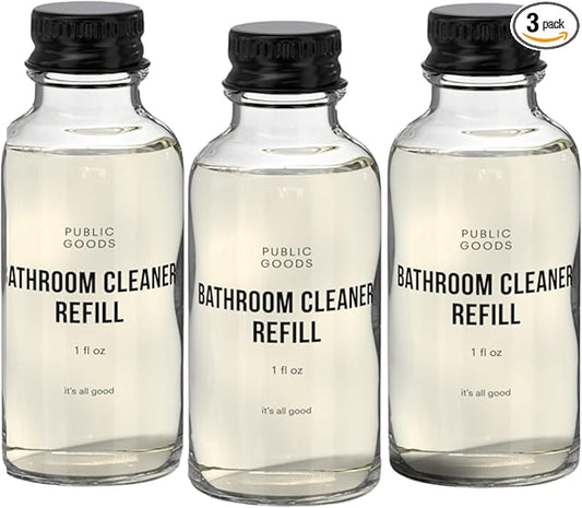 Public Goods Bathroom Cleaner Refill | Refill Concentrate for Toilets, Tile, Showers, Sinks | Cruelty Free, Vegan Friendly | Scented with Lemon Rosemary Essential Oils | 3 Pack - 24 Oz Diluted