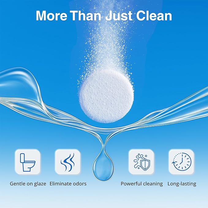 Automatic Toilet Bowl Cleaner Tablets, Bleach & Oxidation Formula for Powerful Cleaning, Deodorizing & Descaling, Long-Lasting Slow-Release Toilet Tank Cleaner, Septic Safe, 24 Tablets