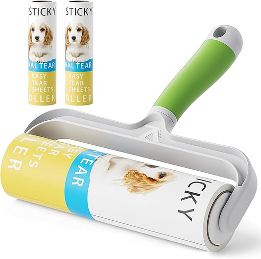 Li&Zhao Lint Rollers for Pet Hair Strong Sticky - Lint Remover for Clothes Portable Pet Hair Remover Dog and Cat Hair Remover for Furniture Carpet Couch,1 Handles with 3 Refills, 270 Total Sheets