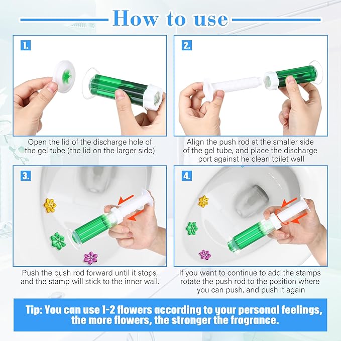 8 Pcs Toilet Gels 112 Count 8 Kinds Flower Stamp Bowl Gel Scent Toilet Stain Removal Cleaner Air Freshener Flower Stamps Pack for Bathtubs Bathroom