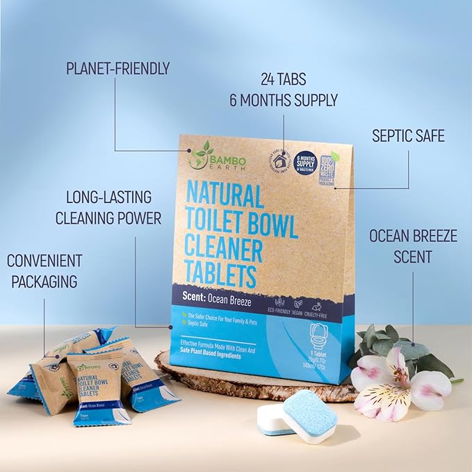 Natural Toilet Bowl Cleaning Tablets - Eco Friendly Products & Cleaning Supplies Bathroom Cleaner Refill Tablet Pack Of 12/24/48 Tabs (24)