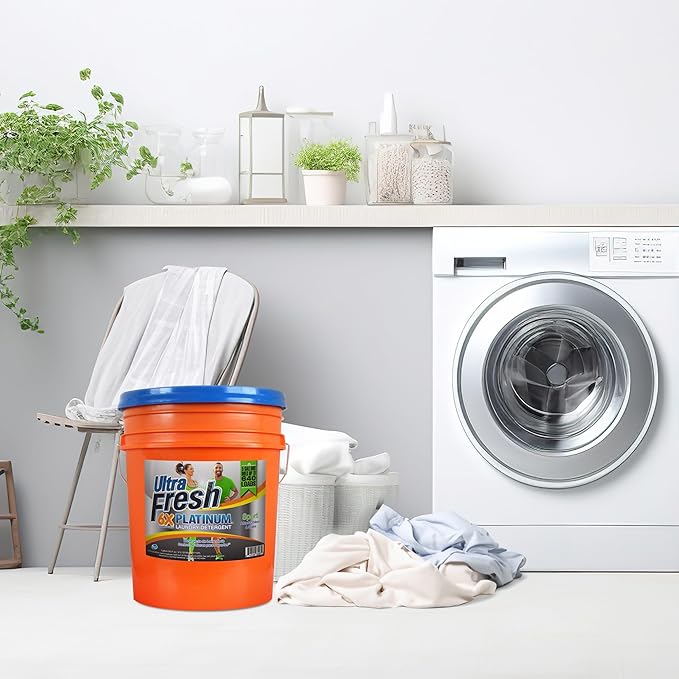 Ultra Fresh 5 Gallon Liquid Laundry Detergent Washing Soap for All Machine Types, 6X Platinum, Up to 640 Loads, Sport Odor & Stain Remover