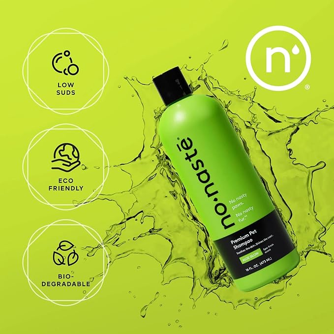 Nonaste Premium Dog Shampoo and Pet Stain & Odor Eliminator Spray (16 Oz, Pack of 2) – USDA Certified Organic Aloe & Oatmeal Dog Shampoo, and Enzyme Cleaner Stain Remover | Dog Wash, Light Fresh Scent