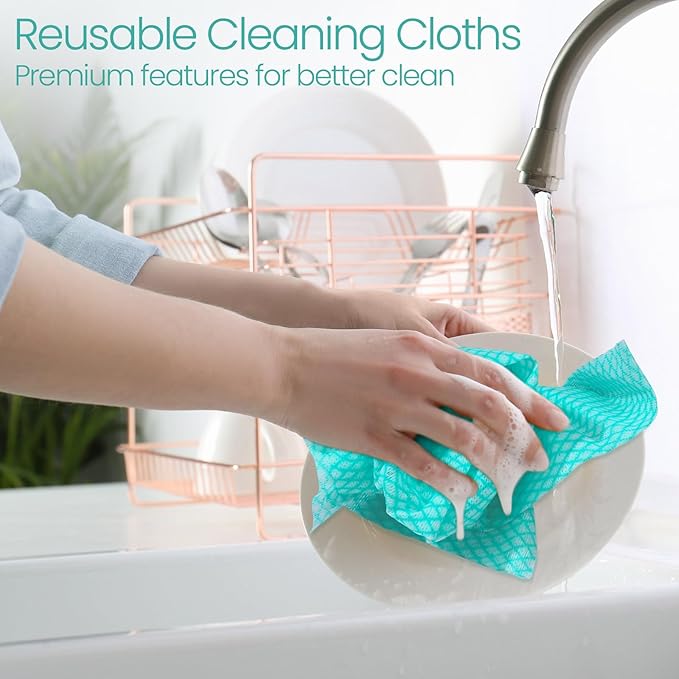 Tioncy 400 Pcs Disposable Cleaning Cloths Reusable Handy Wipes for Kitchen Multi-purpose Disposable Cleaning Towels and Dish Cloths Absorbent Cleaning Cloth Wipes for Kitchen and Home(Green)