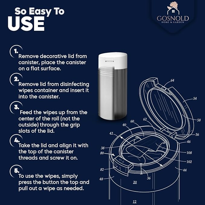 Extra Large Refillable Wet Wipes Dispenser (Cream Lid) | Fits Clorox, Lysol, Bleach, Disinfecting Wipes | Durable Reusable Wipes Holder for Kitchen, Bathroom, Office, School | Gosnold Home & Garden