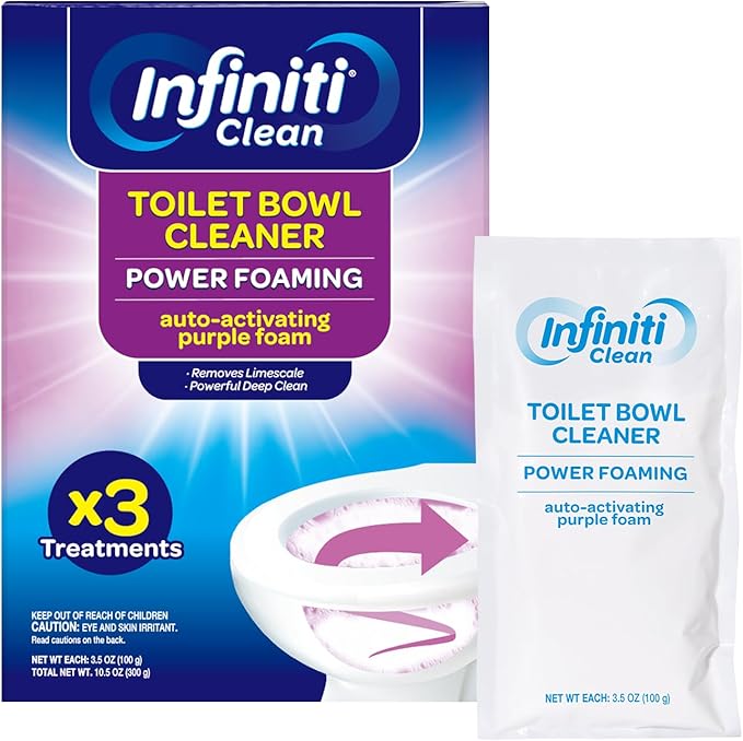 Foaming Toilet Bowl Cleaner – 10.5oz Auto-Activating Purple Foam, Removes Limescale & Odors, Lavender Scent, 3 Sachets