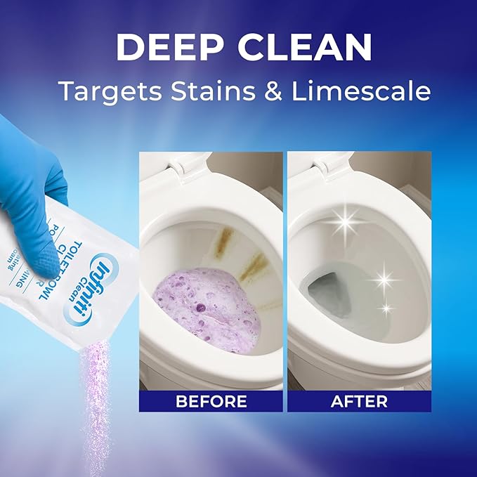 Foaming Toilet Bowl Cleaner – 10.5oz Auto-Activating Purple Foam, Removes Limescale & Odors, Lavender Scent, 3 Sachets