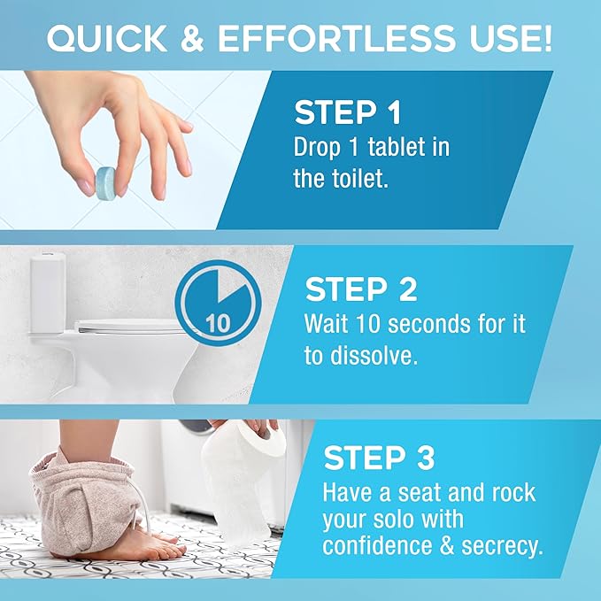 Odor Eliminating Toilet Tablets, Shark Tank Bathroom Deodorizer with Citrus Essential Oils, Individually-Wrapped Toilet Deodorizer, Single-Use Bathroom Odor Eliminator, 30 Tablets