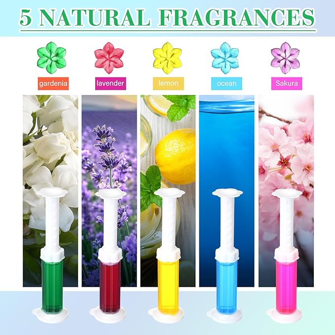 5 Pcs Toilet Gels 70 Count 5 Kinds Flower Stamp Bowl Gel Scent Toilet Stain Removal Cleaner Air Freshener Flower Stamps Pack for Bathtubs Bathroom