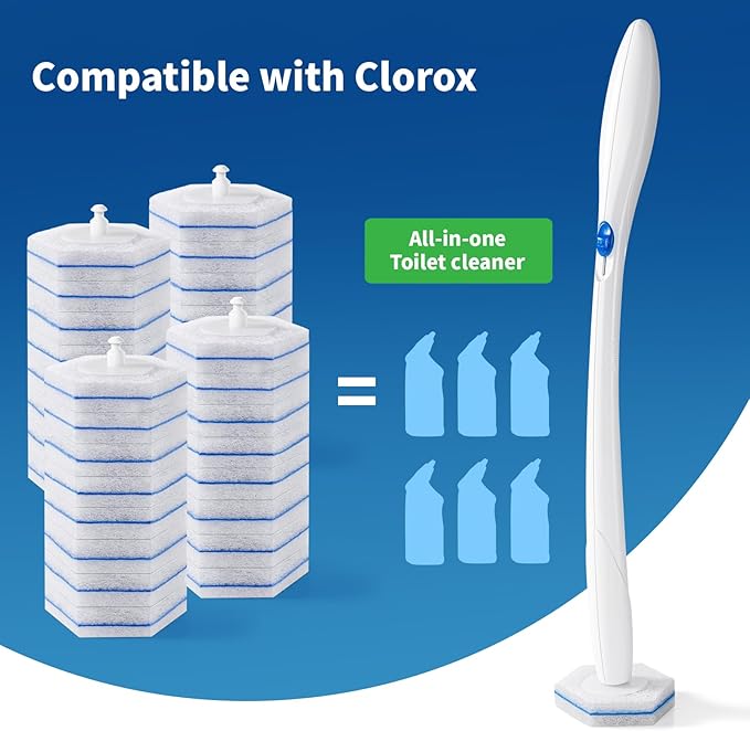 oshang Toilet Cleaner Refills, Toilet Refill Pads, Disposable Toilet Brush Heads for Toilet and Bathroom Cleaning, Compatible with Clorox Toilet Brush (60 Count)