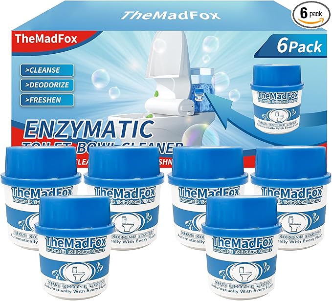 6Pcs Enzymatic Toilet Bowl Cleaner Bottles,Long-Lasting Toilet Tank Cleaner,Automatic Toilet Bowl Cleaner Tablets in Bottles for Tank Bathroom High-efficiency Deodorization Powerful Cleaning