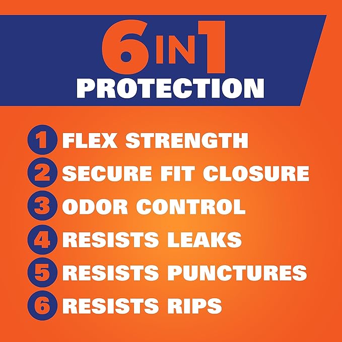 Hefty Ultra Strong Trash Bags 13 Gallon | Tall Kitchen | Drawstring Closure | Odor Control | Citrus Scent | 40 Bags, Pack of 6