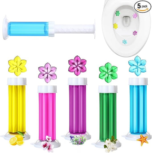 5 Pcs Toilet Gels 70 Count 5 Kinds Flower Stamp Bowl Gel Scent Toilet Stain Removal Cleaner Air Freshener Flower Stamps Pack for Bathtubs Bathroom