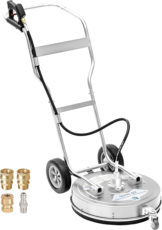 RIDGE WASHER 20’’ Surface Cleaner Dual Handle, Stainless Steel Bigger Stable Wheels Pressure Washer Surface Cleaner, Power Washer Surface Cleaner for Cleaning Driveways, Sidewalks, Patios