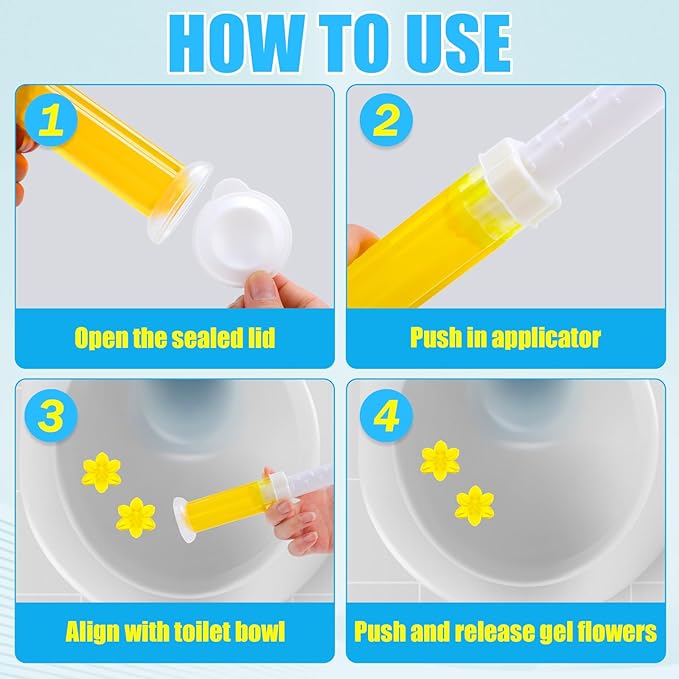 6 Pack Toilet Gel Stamp, 72 Stamps 6 Kinds Of Scent Toilet Bowl Cleaner Gel, Long-Lasting Flowers Shaped Bathroom Freshener, Keeps Toilet Fresh Fragrant and Clean