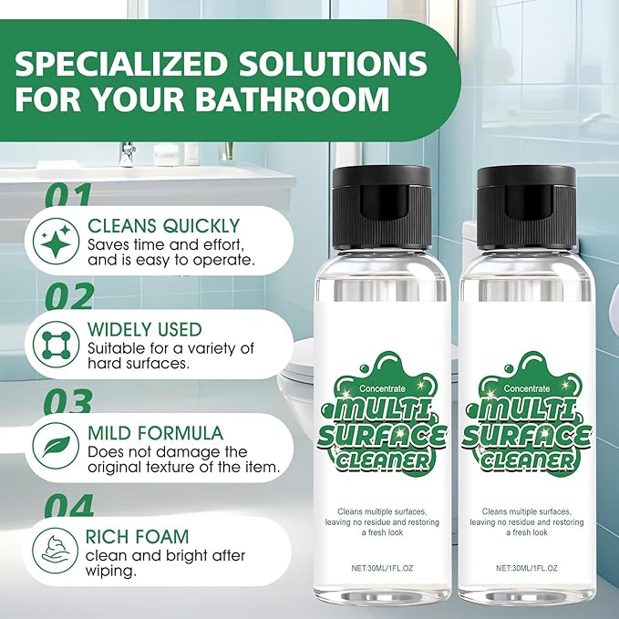 JAOJAO Bath Cleaner, Bathroom Tub Cleaner Powerful and Multifunctional Cleaning Gentle and Safe Formula Protecting Family Health Widely Applicable for Bathtub Shower Sink Kitchen, 30ml*2