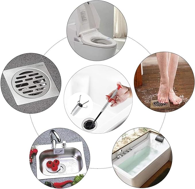 Drain Snake 116Inch, Unclog Drain Tool for Bathroom Sink, Shower, Bathtub, Car & Tight Spaces,Flexible Sink Snake Drain Cleaner Tool Set, Sink Declogger, Hair Puller from Drain