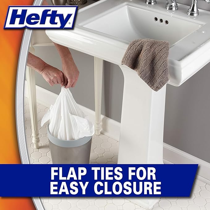 Hefty Small Garbage Bags, Flap Tie, Lavender & Sweet Vanilla Scent, 4 Gallon, 26 Count