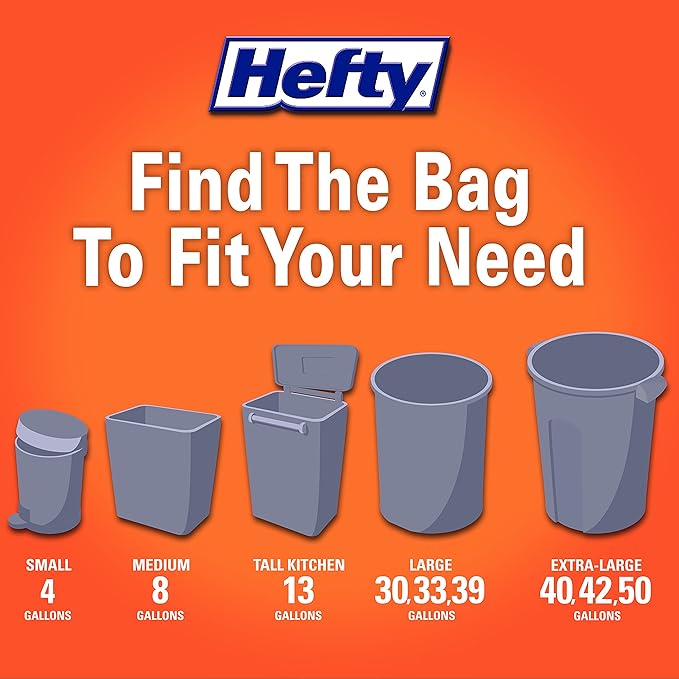 Hefty Ultra Strong Trash Bags | Kitchen | 13 Gallon | 80 Bags, Pack of 3