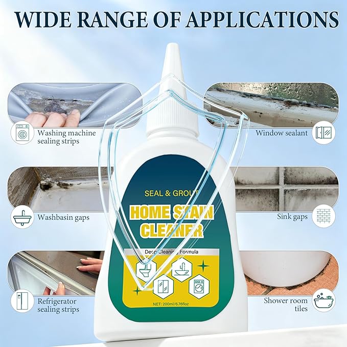 Home Stain Cleaner Gel, Home Remover Gel, Deep Cleaning Gel for Tile Gaps, Washing Machine, Refrigerator Strips, Home Kitchen Sinks, Wall & Shower Stains - 6.76 Fl oz