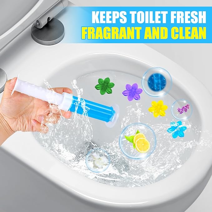 4 Pack Toilet Gel Stamp, 48 Stamps 4 Kinds Of Scent Toilet Bowl Cleaner Gel, Long-Lasting Flowers Shaped Bathroom Freshener, Keeps Toilet Fresh Fragrant and Clean