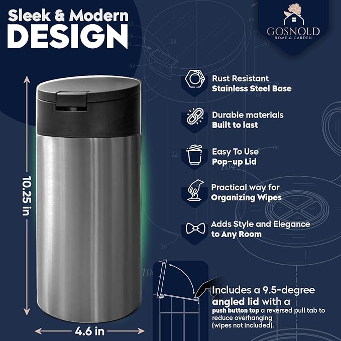 Extra Large Refillable Wet Wipes Dispenser (Black Lid) | Fits Clorox, Lysol, Bleach, Disinfecting Wipes | Durable Reusable Wipes Holder for Kitchen, Bathroom, Office, School | Gosnold Home & Garden