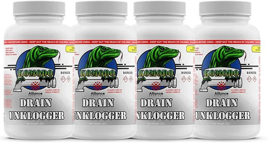 KOMODO Drain UnKlogger – 4 Pack – 8Lbs – Professional Drain Cleaning Solution