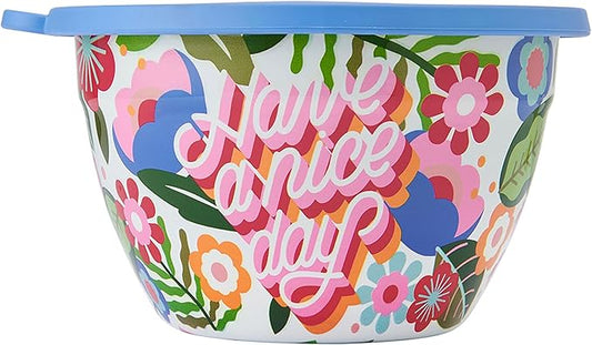 S'well Stainless Steel Salad Bowl Kit 64oz, Steffi Lynn x S'well, Comes with 2oz Mini Canister and Removable Tray for Organization, Leakproof, Easy to Clean, Dishwasher Safe