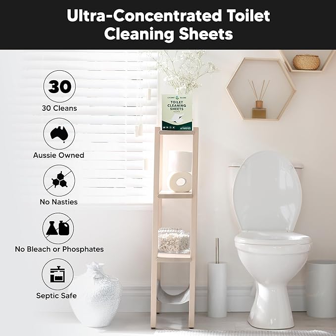 Lucent Globe Toilet Cleaning Sheets | Strips - Tough on Dirt & Stains - Safe for Toilets & Septic Systems - Convenient and Travel Friendly Toilet Bowl Cleaner - Fresh Eucalyptus Fragrance (4 Pack)