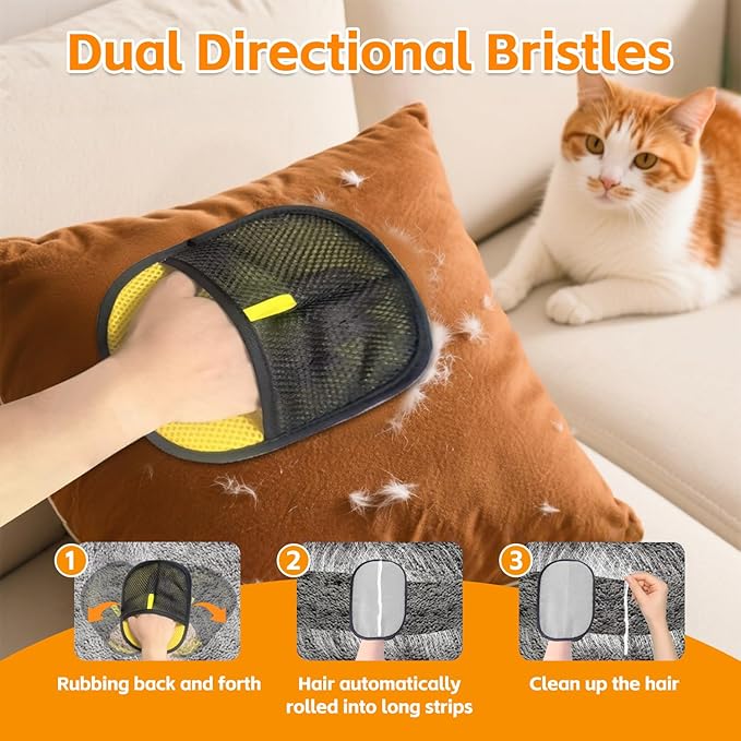 2025 Newly Cats & Dogs Electrostatic Pet Hair Remover Glove for Clothing, Couch, Carpet, Furniture,Car Seat Great Alternative to Pet Lint Roller (2 Pack)