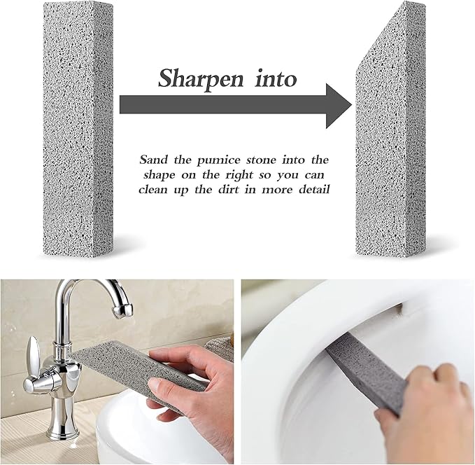 12Pack Pumice Stone for Toilet Cleaning Bowl Stick,Powerfully Cleans Hard Water Rings, Calcium Buildup & Stains, Suitable for Cleaning Toilet, Bathtubs, Kitchen Sink, Grill